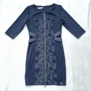 Norm Fitted Full Zip Dress Dark Blue Size 6